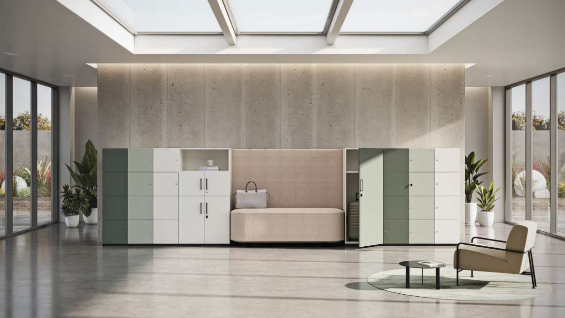 Steelcase Share It Lockers in office environment