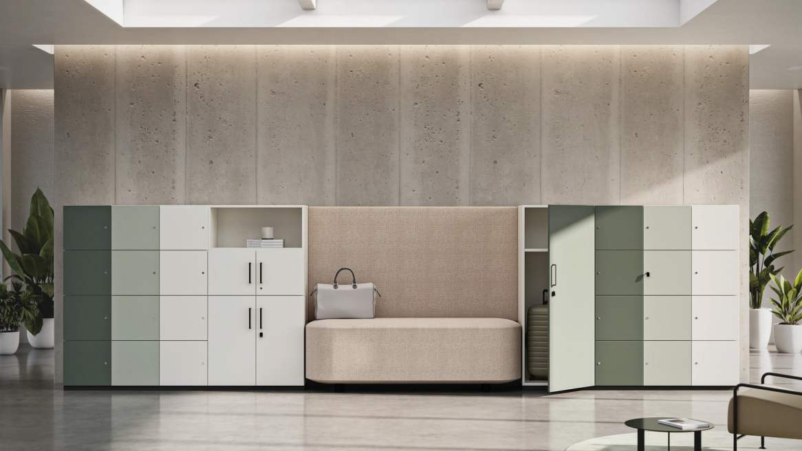 Steelcase Share It Lockers in office environment