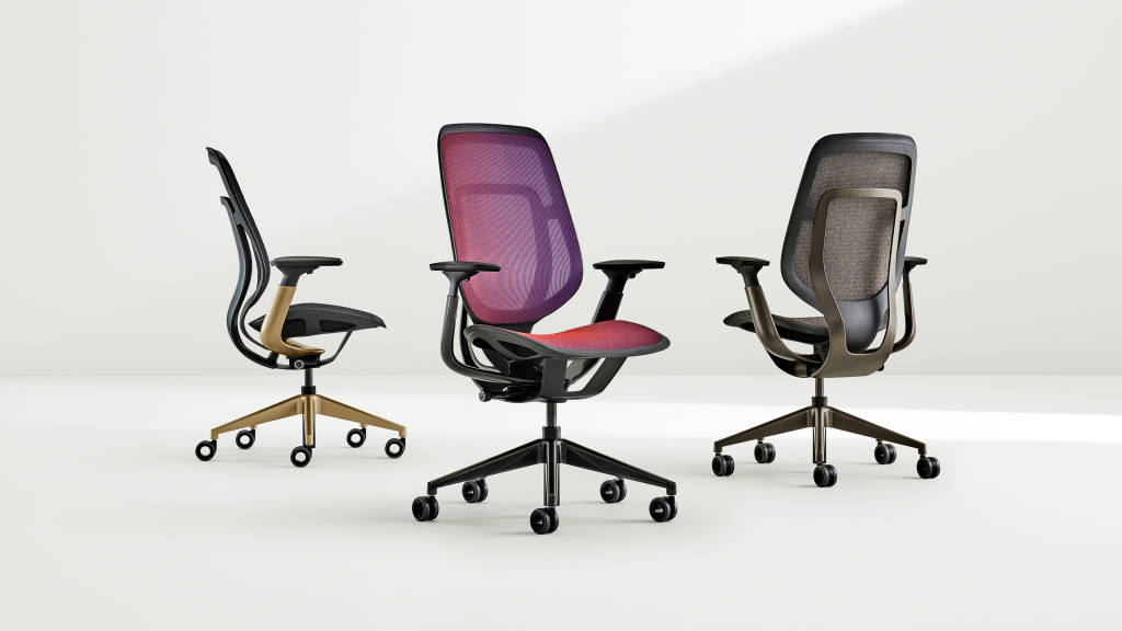 Three Steelcase Karman mesh chairs