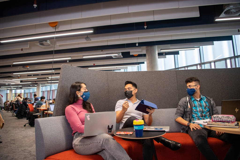 Students studying in the James McCune Smith Learning Hub, Glasgow