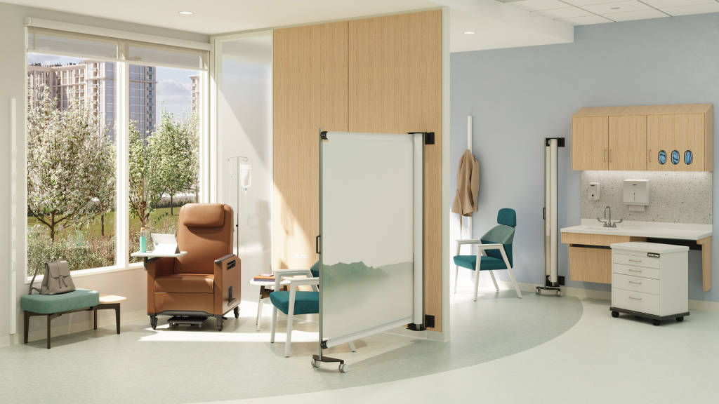 Empath, KwickScreen, Convey Modular Casework, Healthcare, Infusion, Health, Embold, Cart, Recliner, Designtex, Embold, Viccarbe, V.I.A..