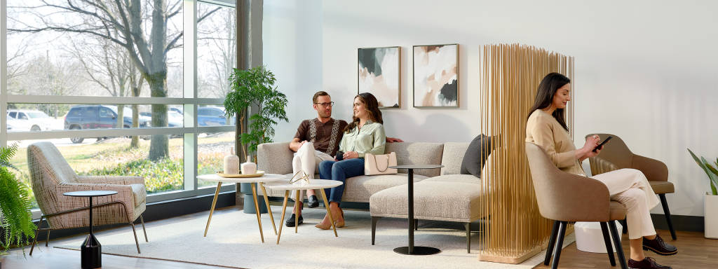 Patient waiting and lounge spaces that reflect the warmth of home rather than a sterile, clinical space can be conducive to calming patients and encourage more positive health outcomes.