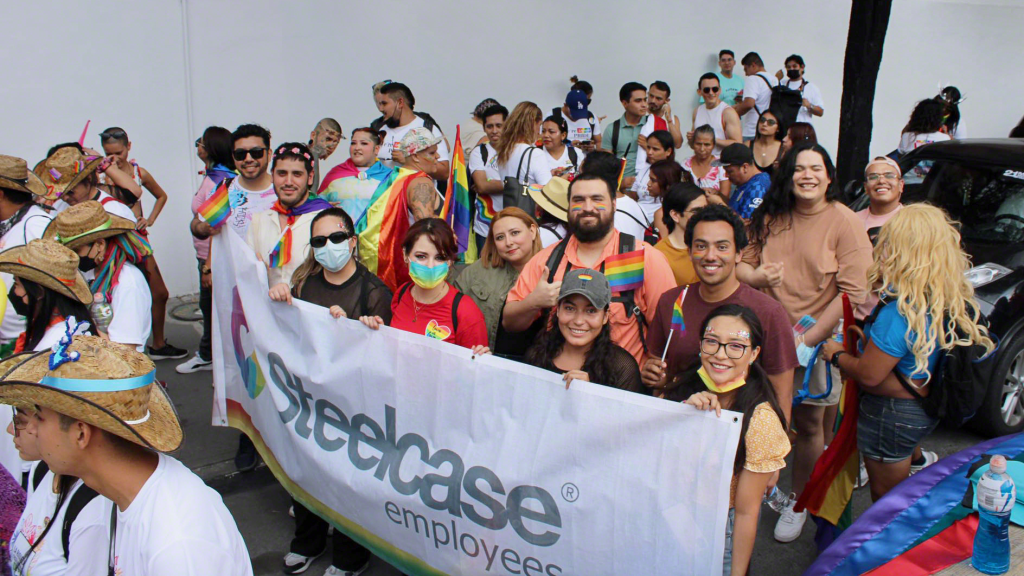Steelcase business inclusion group participates in Pride march in Monterrey, Mexico.