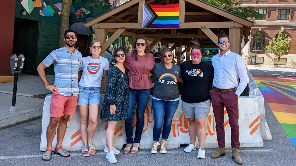 Steelcase Pride members and allies participate in Pride activities in Grand Rapids, Michigan