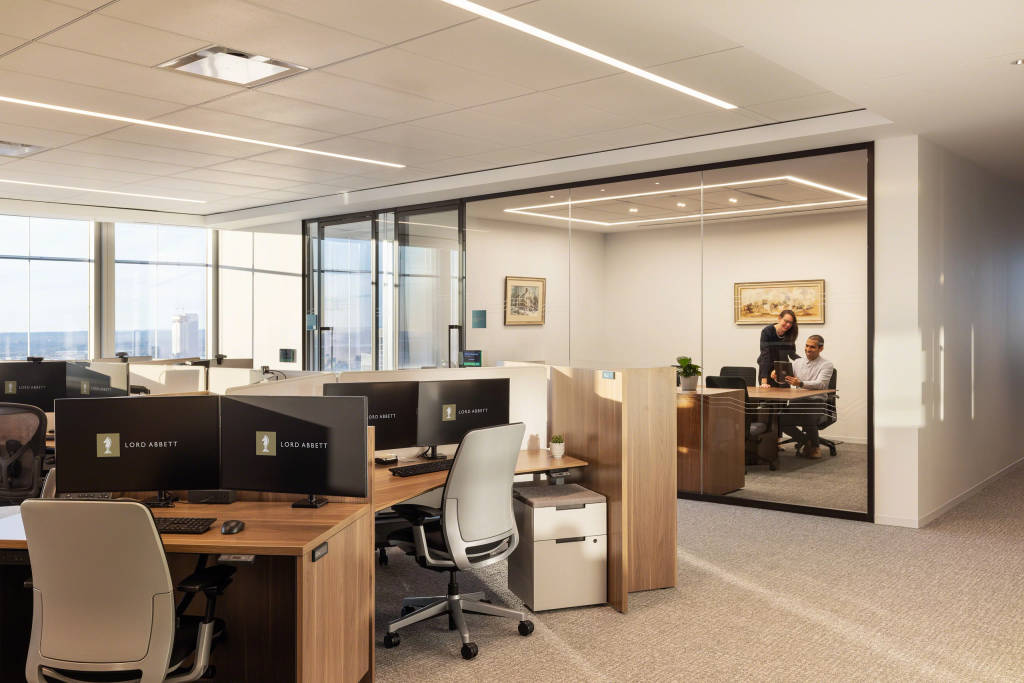 Workspace with wooden finishes and natural light