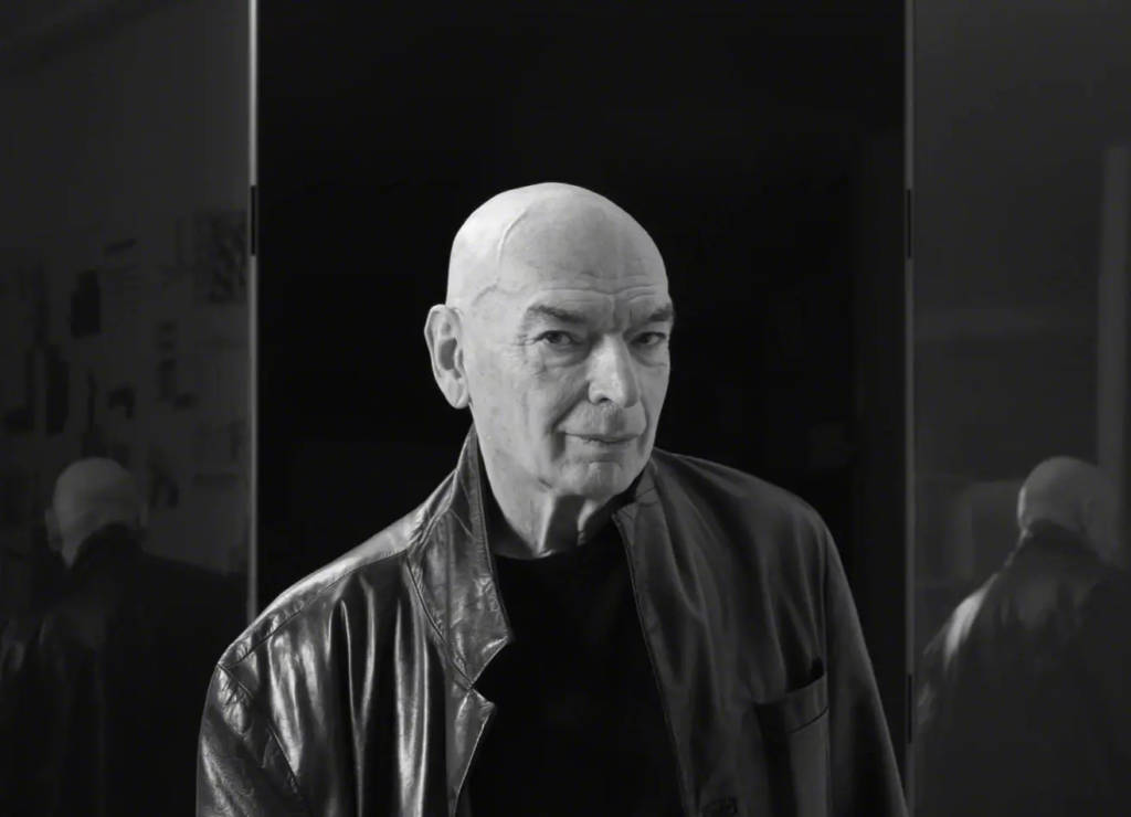 Architect Jean Nouvel in a black and white image