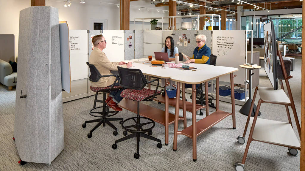 People working as a team in a flex space