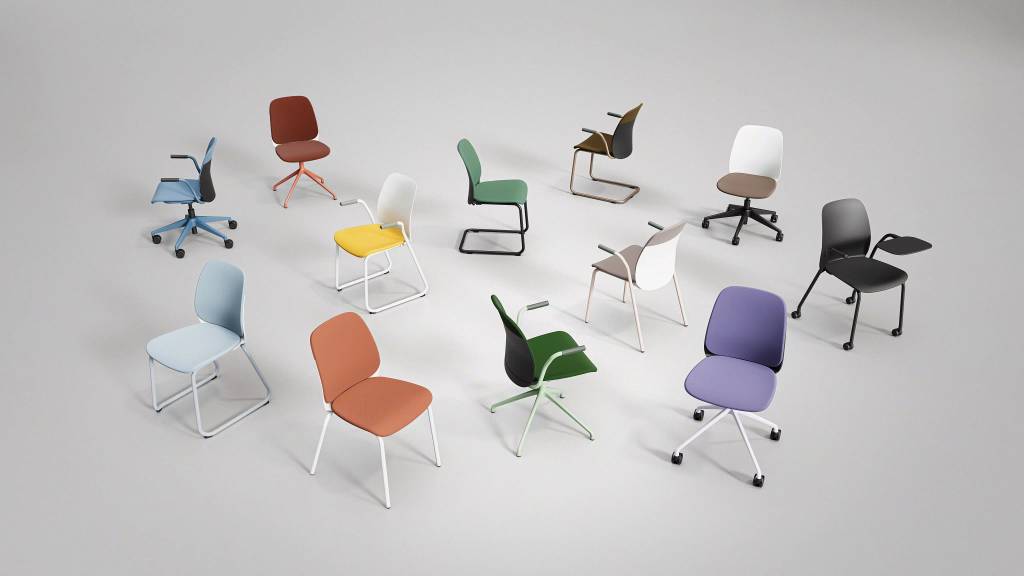 Steelcase Series M Conference Chair in grey background environment featuring all Series M models