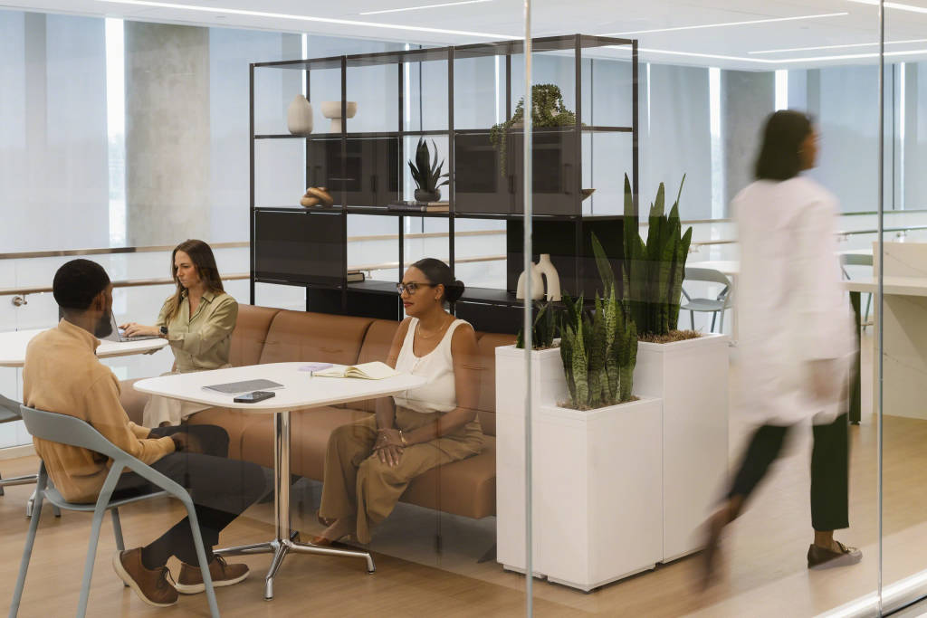 Products Shown: Coalesse Sistema Lounge, Coalesse Less Than Five Chairs, Coalesse SW_1 Tables, Steelcase Flex Active Frames