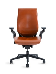Gesture chair with brown natural leather upholstery