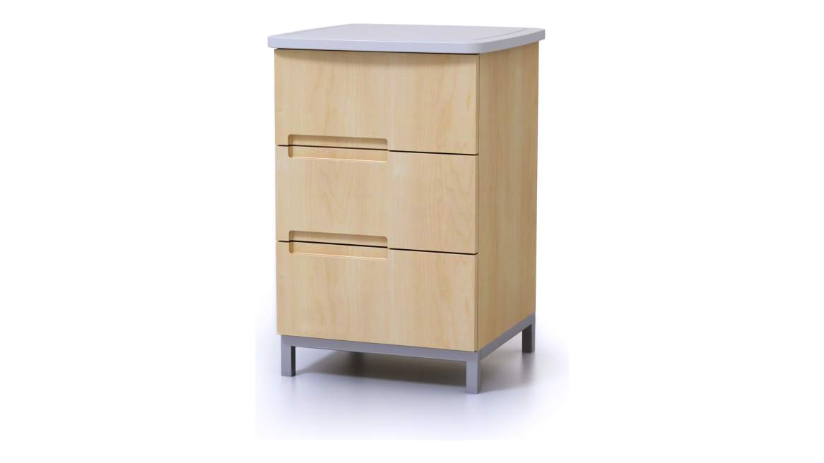 Park Bedside Table with Three Drawers in Almond Cherry Finish