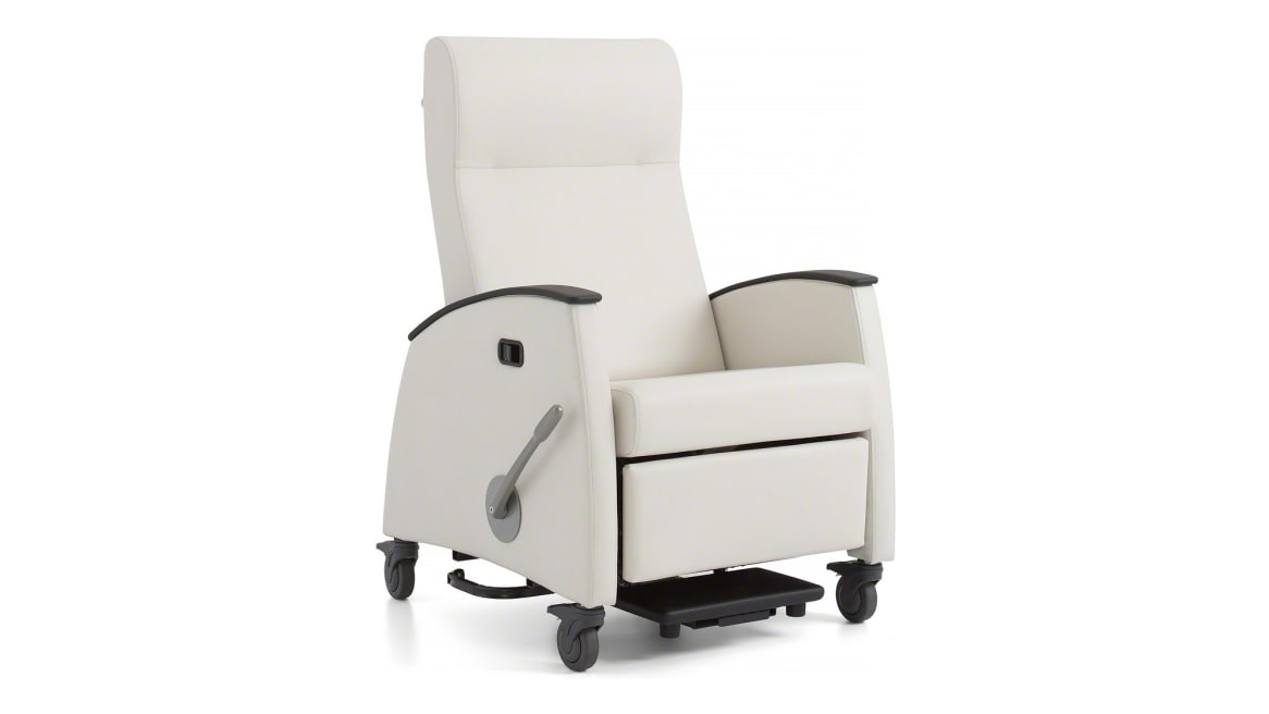 White Mitra Recliner with black armrests
