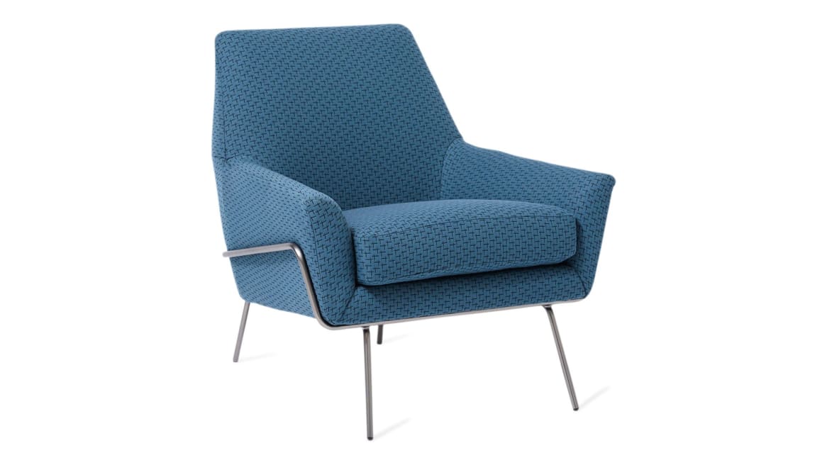 on-white image of a blue west elm Work Lucas Wire Chair