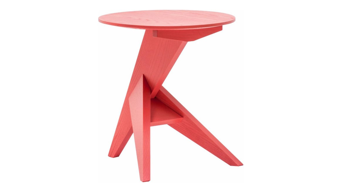 A red Mattiazzi Medici Table on white background