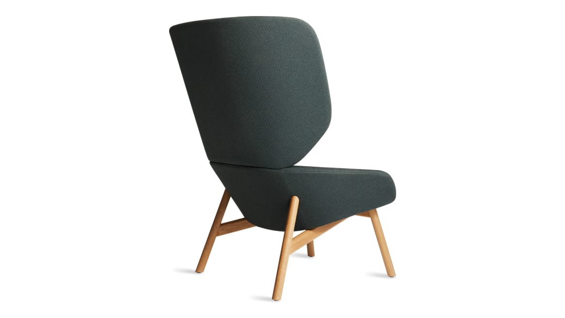 green heads up lounge chair with wooden legs