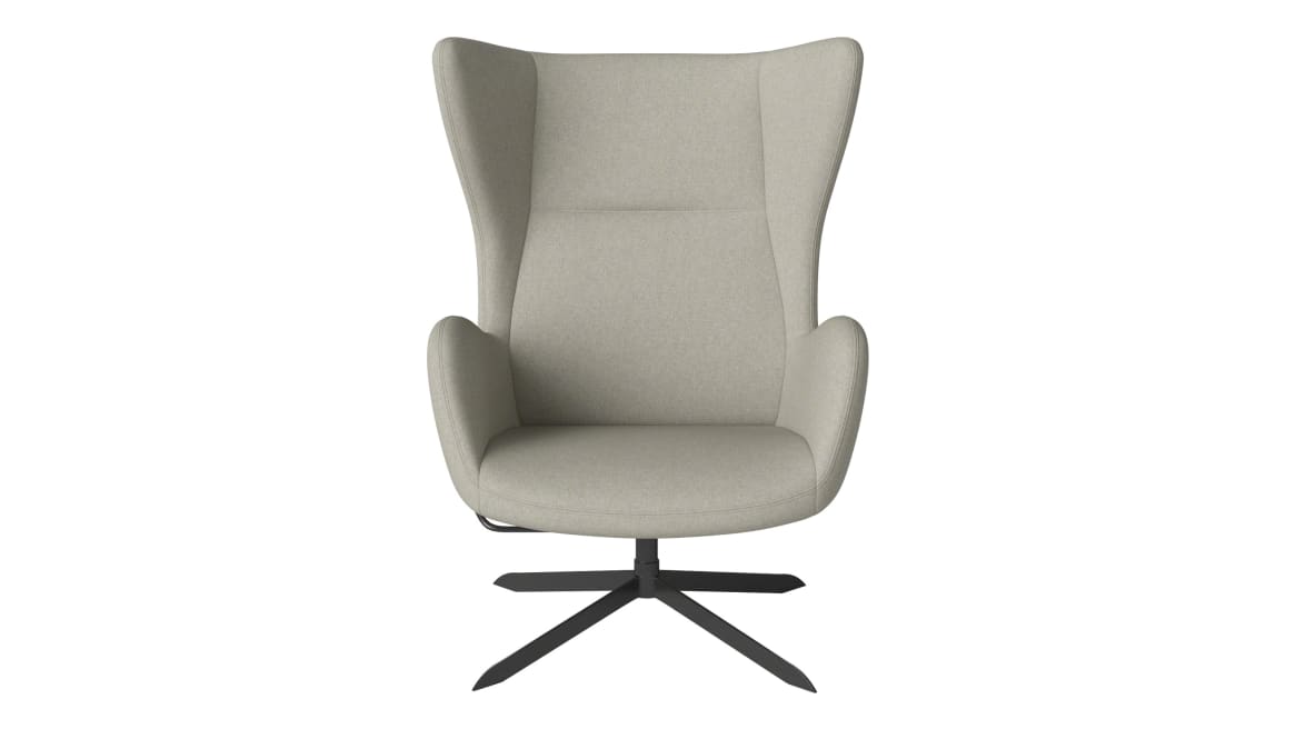 on white image of a gray solo armchair