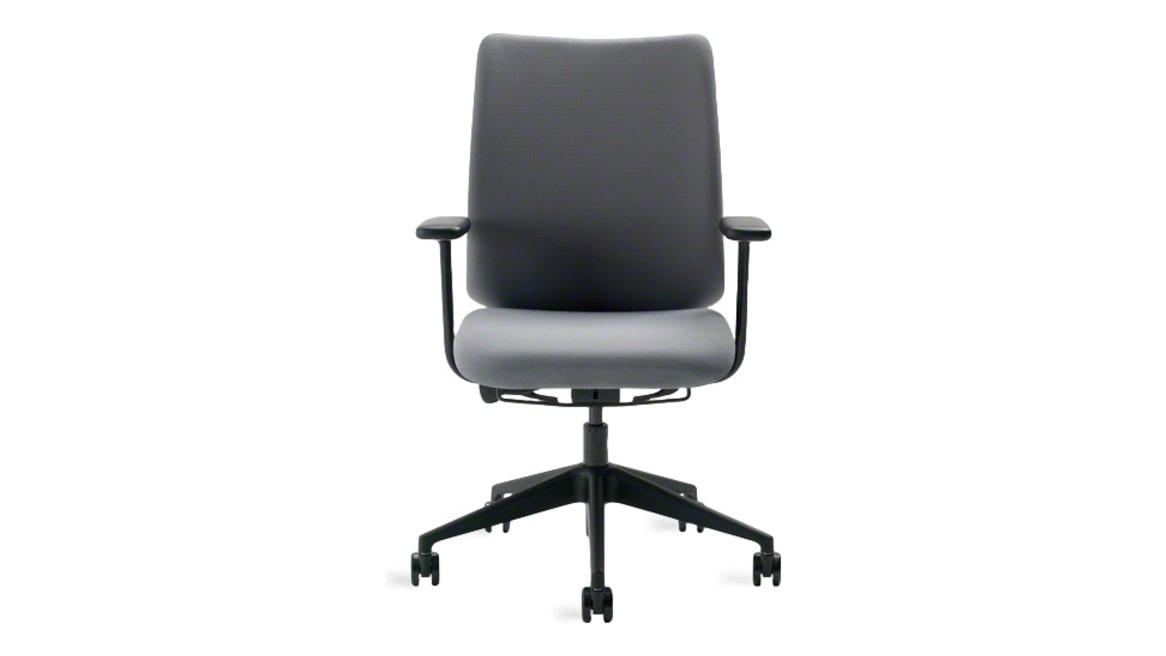 gray crew office chair with arms and 5-star base