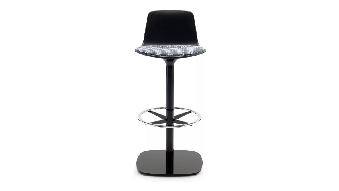 Post Base Bar-Height Stool with Upholstered Insert