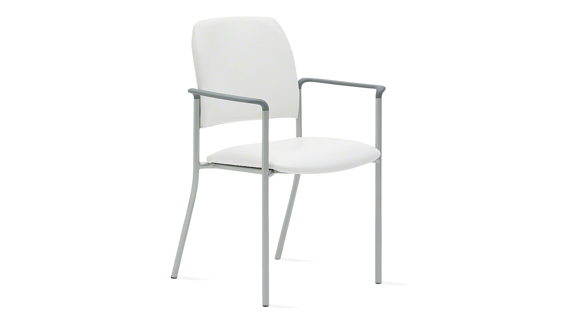 18" Wide Stacking Chair with Arms, with Upholstered Back
