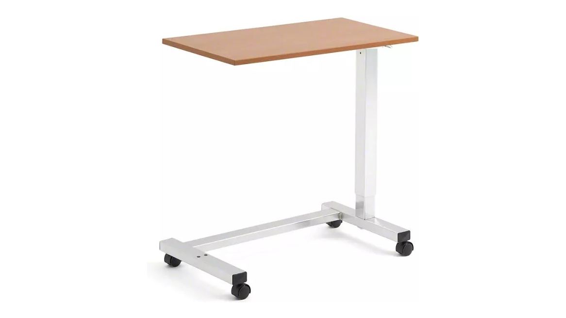 Mobile Overbed Tables with C-Base with High-Pressure Laminate Top