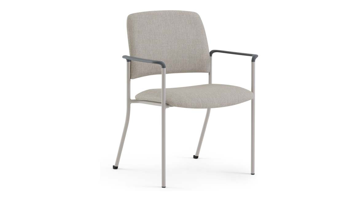 18" Wide Stacking Chair with Arms, with Upholstered Back