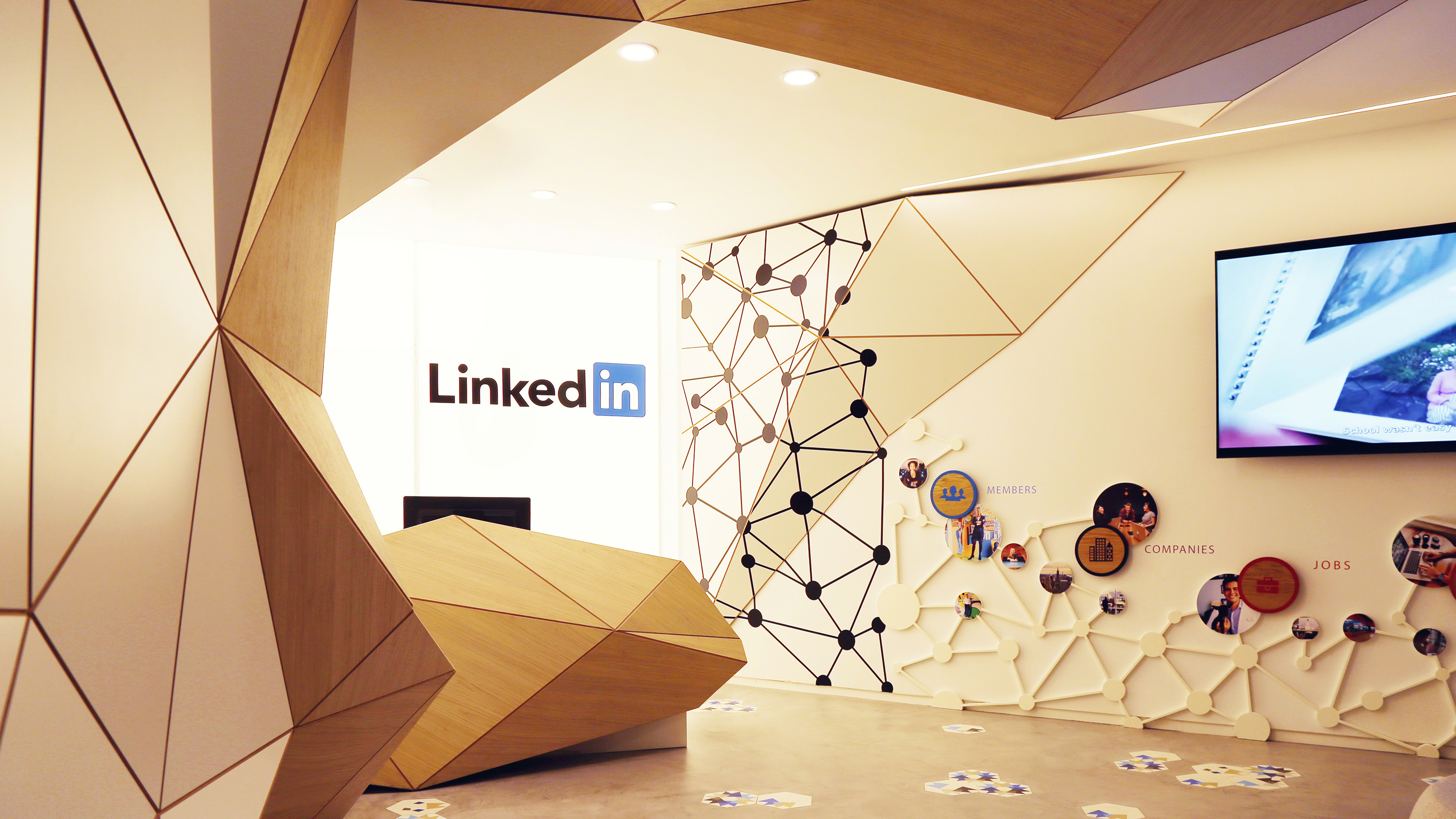 Moder Linkedin office with floor and walls made of wood