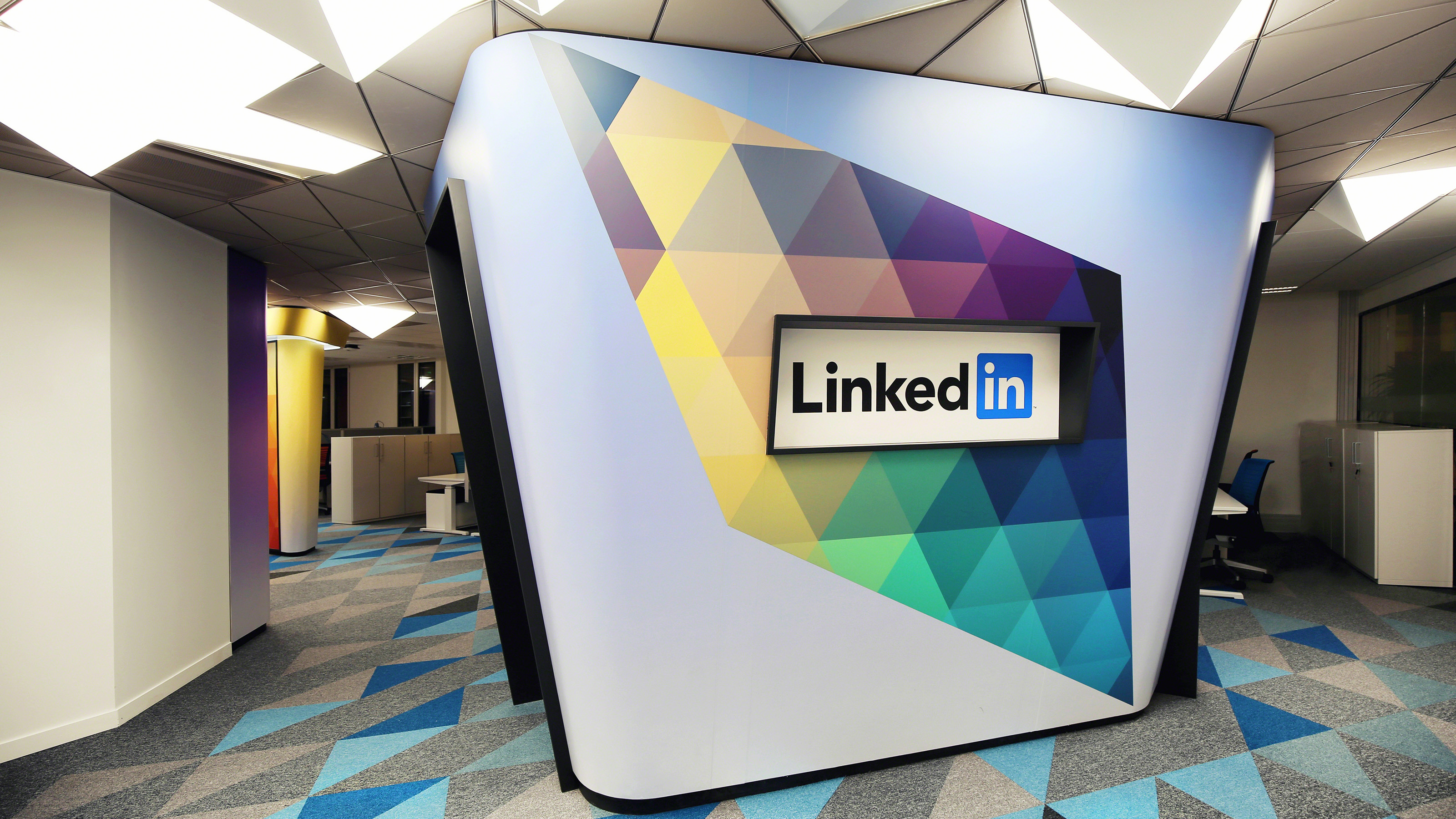 Open space with a big Linkedin logo