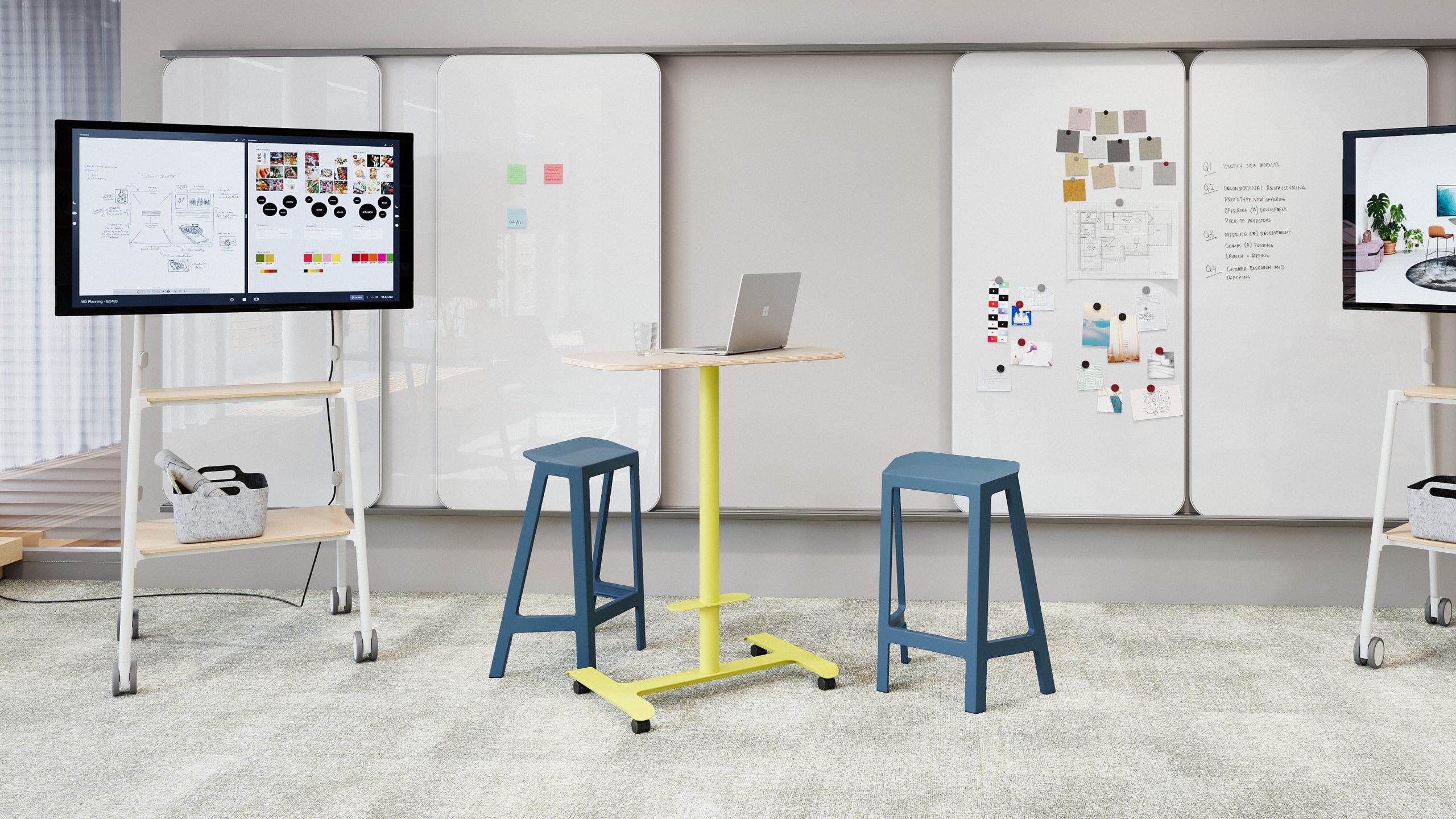 Steelcase Flex Standing Height & Rolling Tables Steelcase