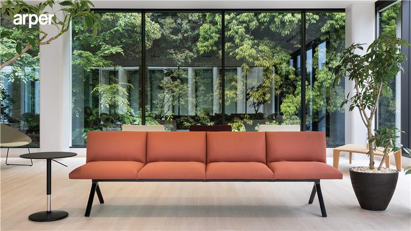 Orangebox lounge environment with brand logo