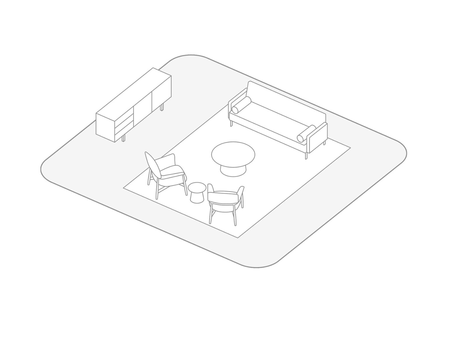 Modern office lounge concept with comfortable seating and soft furnishings that support casual collaboration, relaxation, and workplace community.